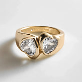 Two of Hearts Gold Ring - Gold/Pavé