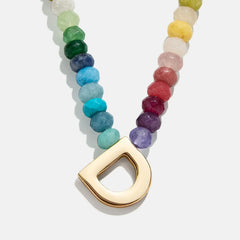 Semi-Precious Block Initial Necklace - Multi