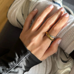 Melanie Waterproof Criss-Cross Ring - Gold/Silver