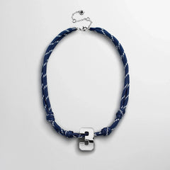 Knotty Varsity Custom Necklace - Navy Single Digit