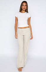 Claim You As Mine Pants Beige Pinstripe