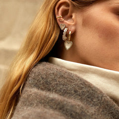 Love Story Heart Earring Set - Gold/Pearl