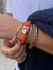 Knotty Varsity Number Custom Bracelet - Tangerine Double Digit