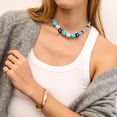 Ojo Semi-Precious Evil Eye Necklace - Blue Multi