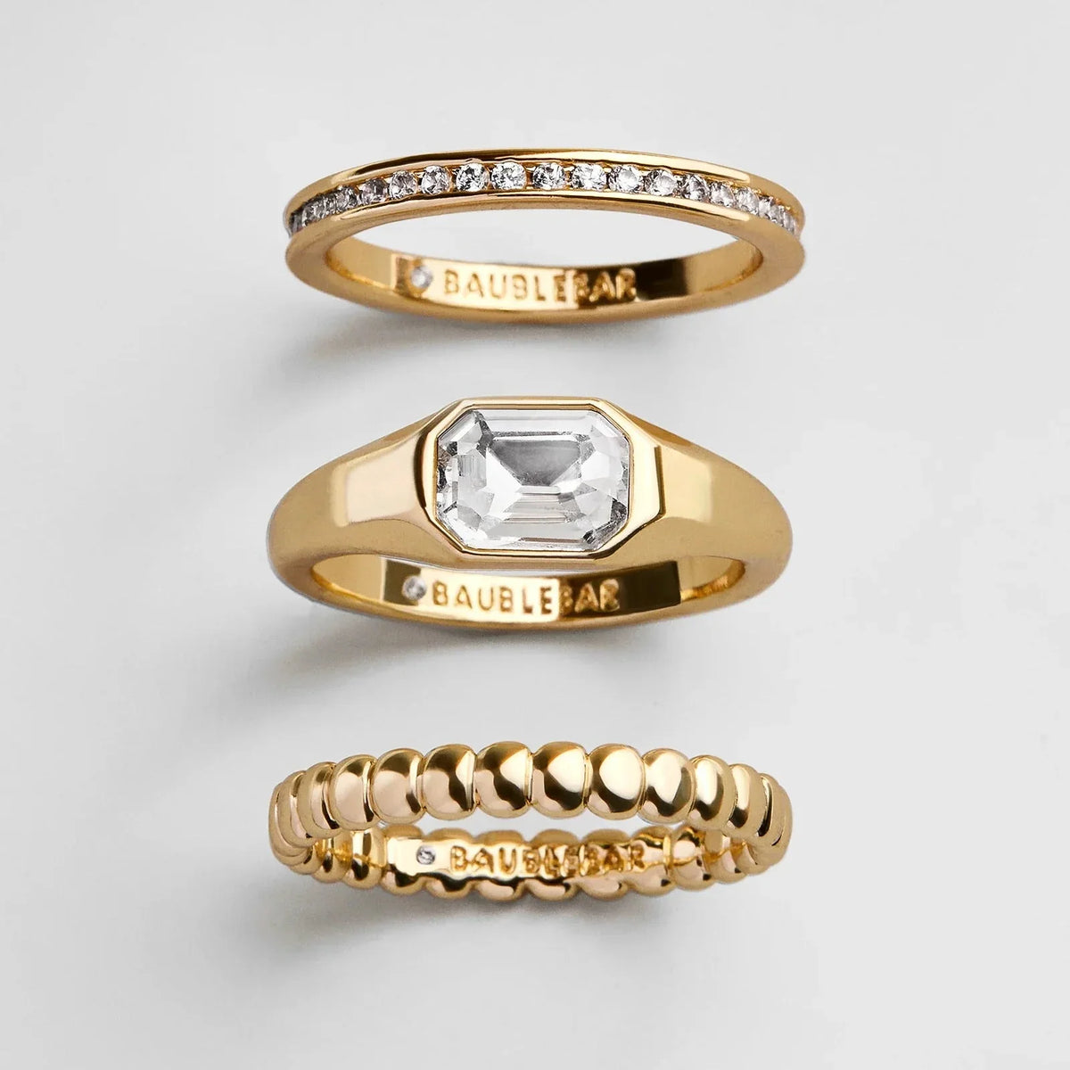 Mary Gold Ring Set - Gold/Pavé