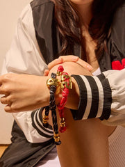 Knotty Varsity Number Custom Bracelet - Cherry Red Single Digit