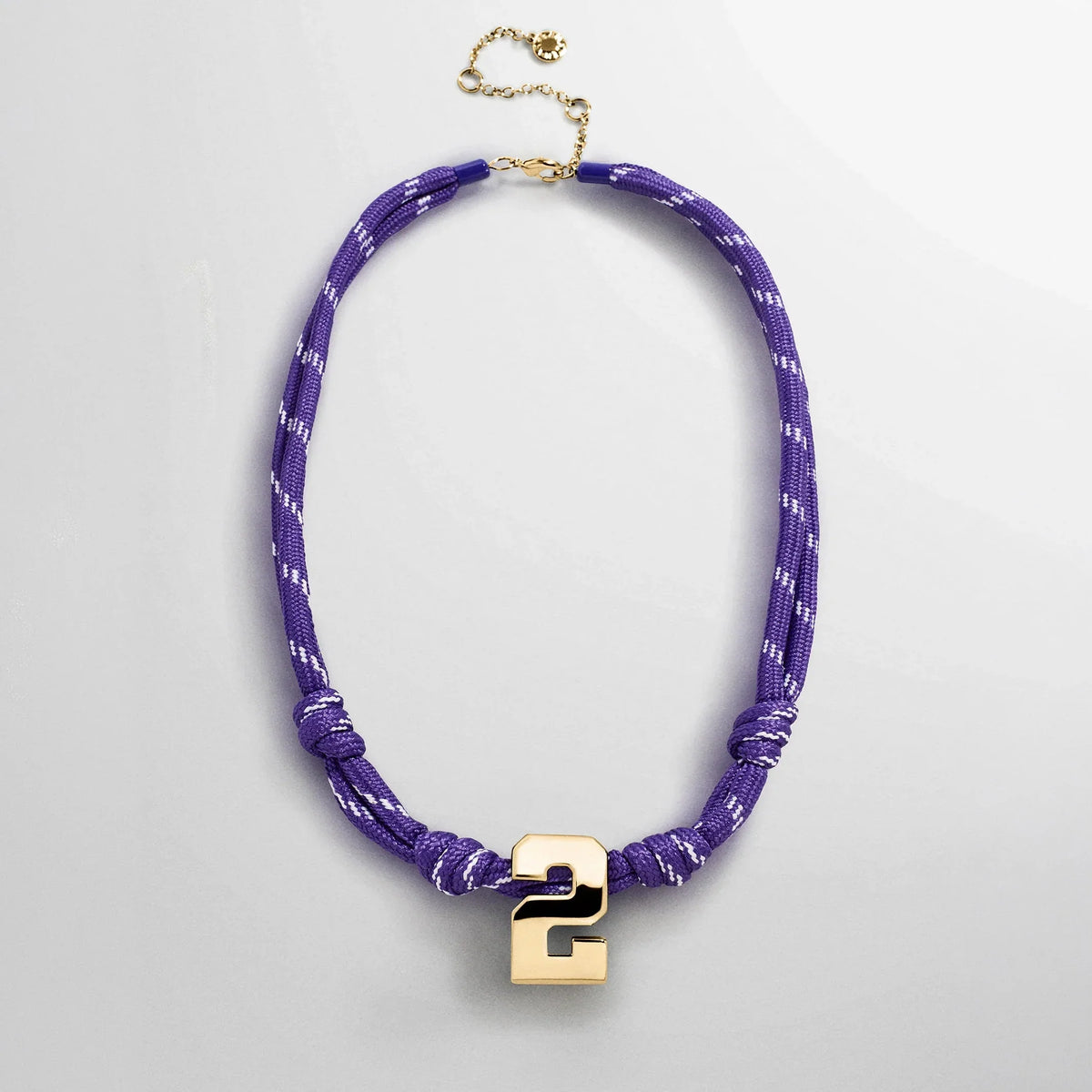 Knotty Varsity Custom Necklace - Purple Single Digit