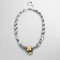 Knotty Varsity Custom Necklace - White/Onyx Single Digit