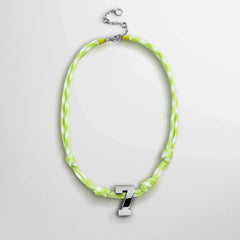 Knotty Varsity Custom Necklace - Lime Green Single Digit