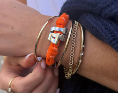 Knotty Varsity Number Custom Bracelet - Tangerine Double Digit