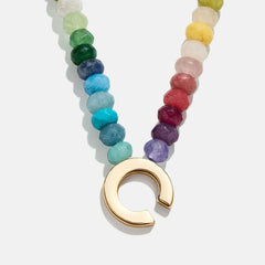 Semi-Precious Block Initial Necklace - Multi