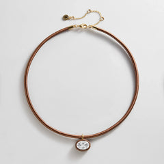 Lindsey Crystal Collar Necklace - Chocolate Brown