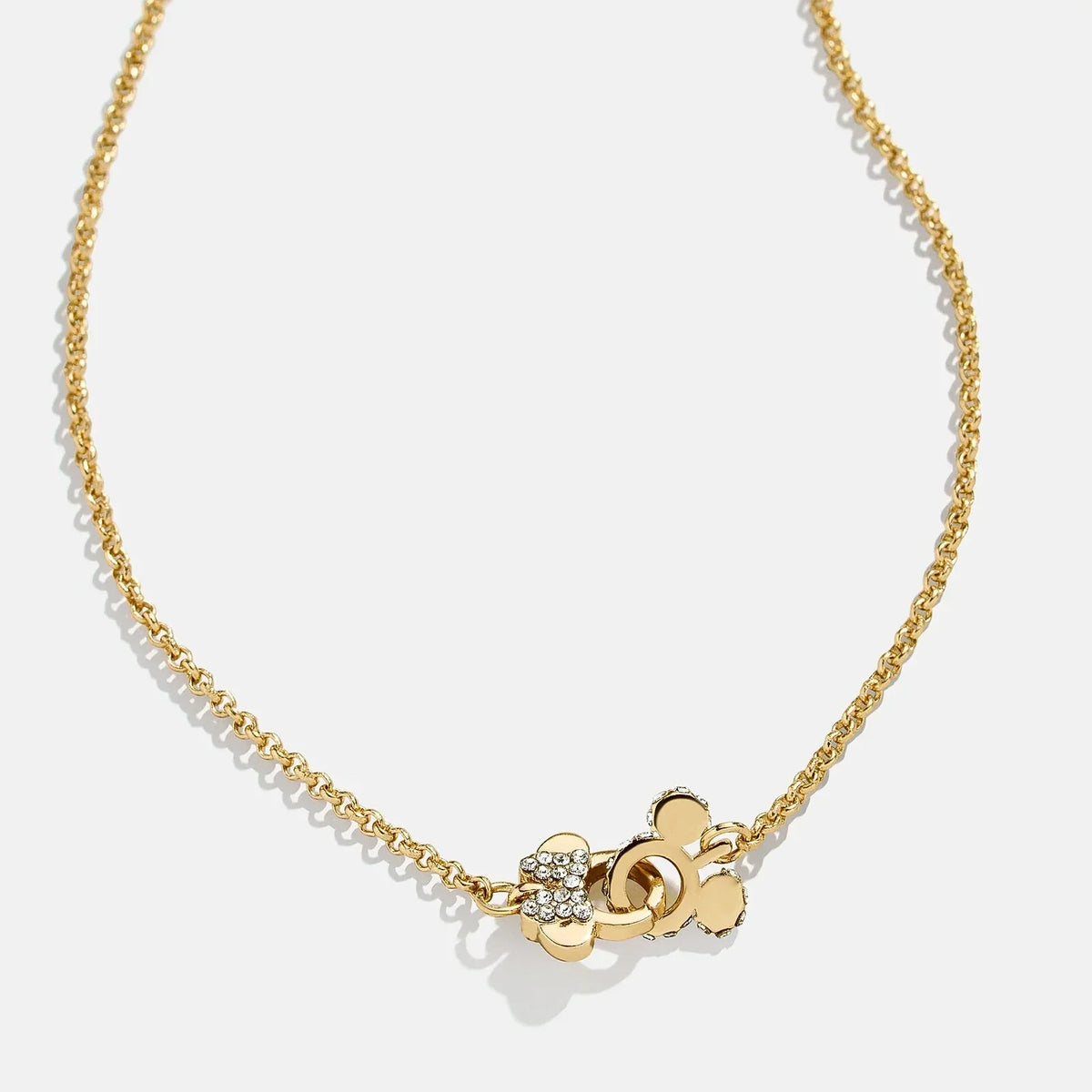Mickey Mouse & Minnie Mouse Disney Better Half Necklace - Gold/Pavé