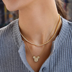 Mickey Mouse Disney Pavé Pendant Necklace - Gold/Pavé