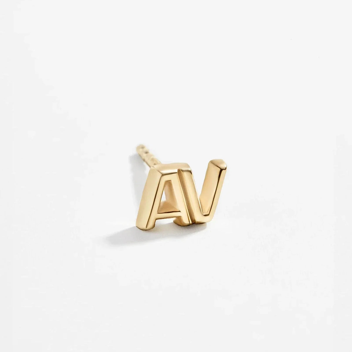 Single 14K Gold Double Initial Earring - Gold