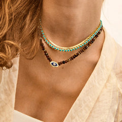 Positive View Semi-Precious Evil Eye Necklace - Tiger's Eye