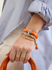 Knotty Initial Custom Bracelet - Tangerine Double Letters