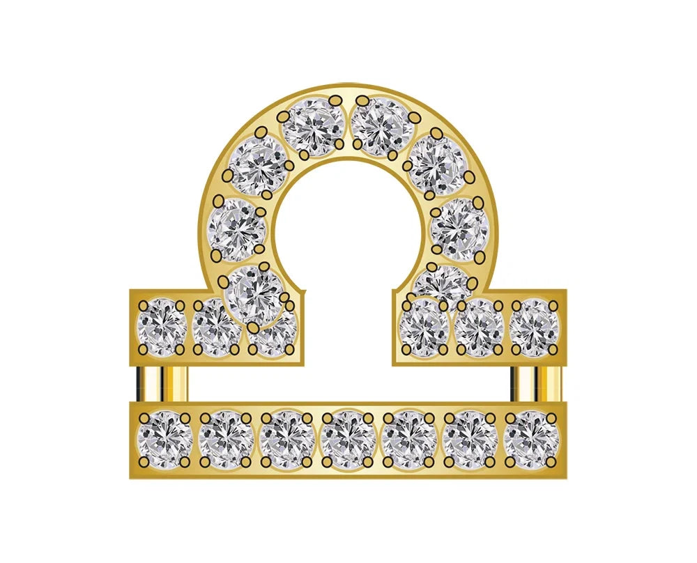 Libra Mini Zodiac Icon - Pavé/Gold