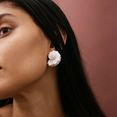 Santana Shell Statement Stud Earrings - Pearl