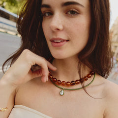 Lindsey Crystal Collar Necklace - Olive Green