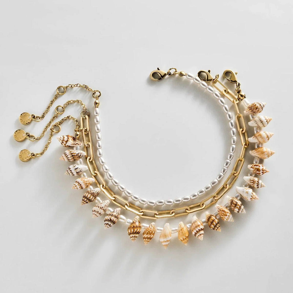 Marysol Waterproof Anklet Set - Gold/Pearl