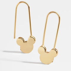 Mickey Mouse Disney 18K Gold Sterling Silver Safety Pin Earrings - Gold