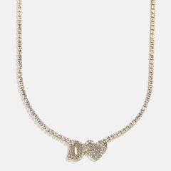 Love Letter Kids' Initial Tennis Necklace - Gold/Pavé