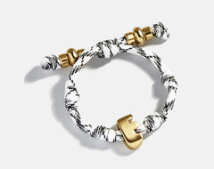 Knotty Initial Custom Bracelet - Onyx/White Single Letter