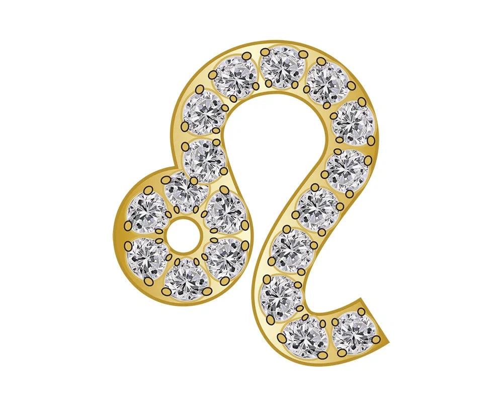 Leo Mini Zodiac Icon - Pavé/Gold