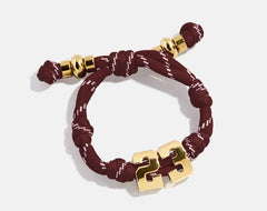 Knotty Varsity Number Custom Bracelet - Maroon Double Digit