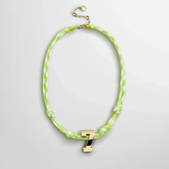 Knotty Varsity Custom Necklace - Lime Green Single Digit