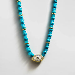 Positive View Semi-Precious Evil Eye Necklace - Turquoise