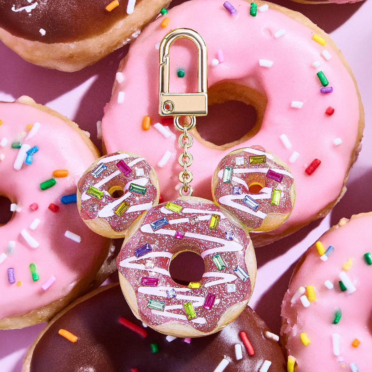 Mickey Mouse Disney Donut Bag Charm - Disney Pink Donut Bag Charm