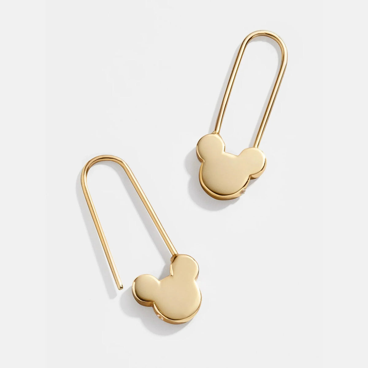 Mickey Mouse Disney 18K Gold Sterling Silver Safety Pin Earrings - Gold