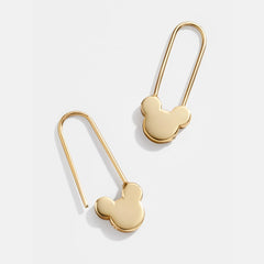 Mickey Mouse Disney 18K Gold Sterling Silver Safety Pin Earrings - Gold