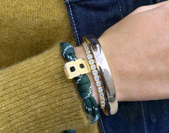 Knotty Varsity Number Custom Bracelet - Dark Green Double Digit