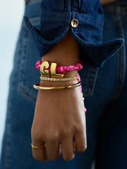 Knotty Initial Custom Bracelet - Fuchsia Double Letters