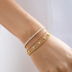 Mickey Mouse Disney 18K Gold Plated Sterling Silver Bracelet - Gold/Pavé