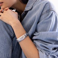 Odessa Hinge Bangle Bracelet - Silver