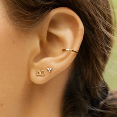 Single 14K Gold Double Initial Earring - Gold