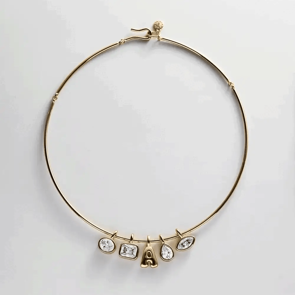 Lexi Removable Charm Custom Collar Necklace - Gold