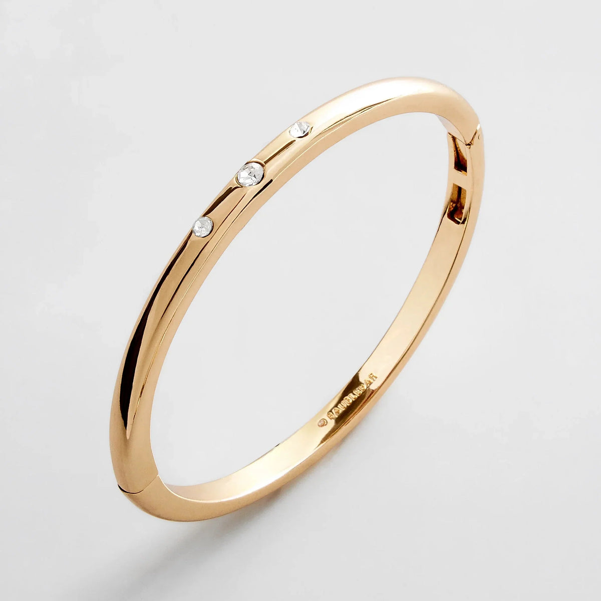 Nadia Classic Triple Bezel Hinge Bangle - Classic Thin Gold Triple Bezel