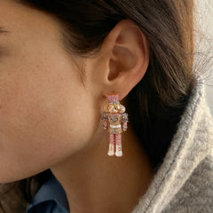 March of the Bling Statement Earrings - Pink/Blue Nutcracker