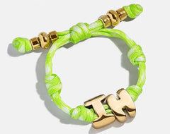 Knotty Initial Custom Bracelet - Lime Green Double Letters