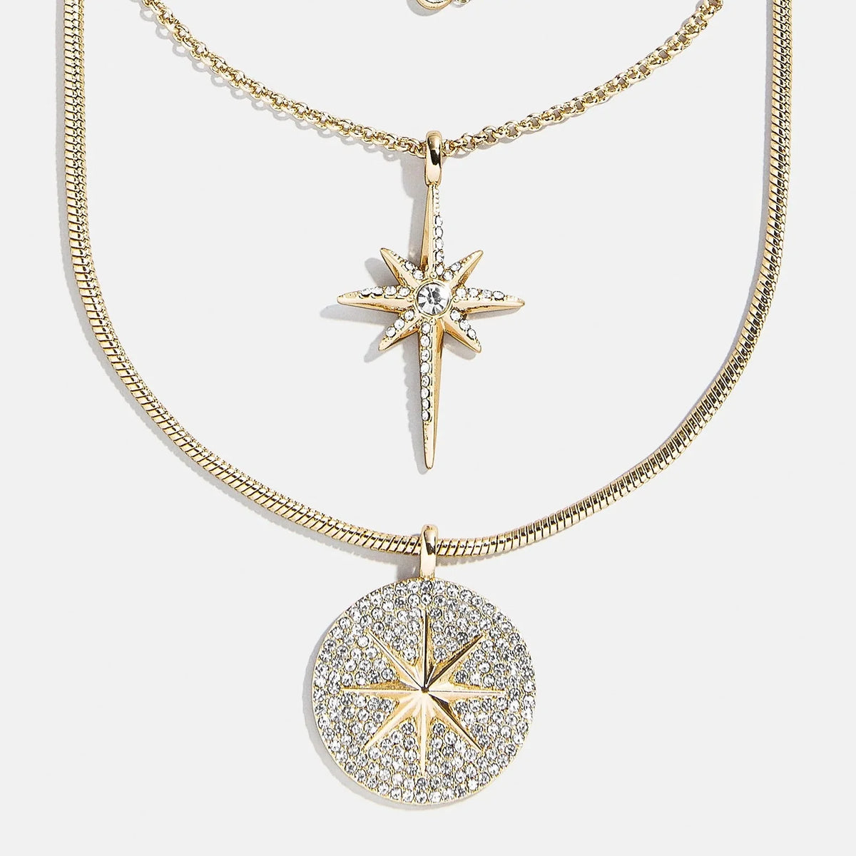 Lyra Celestial Layered Necklace - Gold/Pavé
