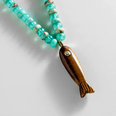 Sun Drift Semi-Precious Pendant Necklace - Brown Fish
