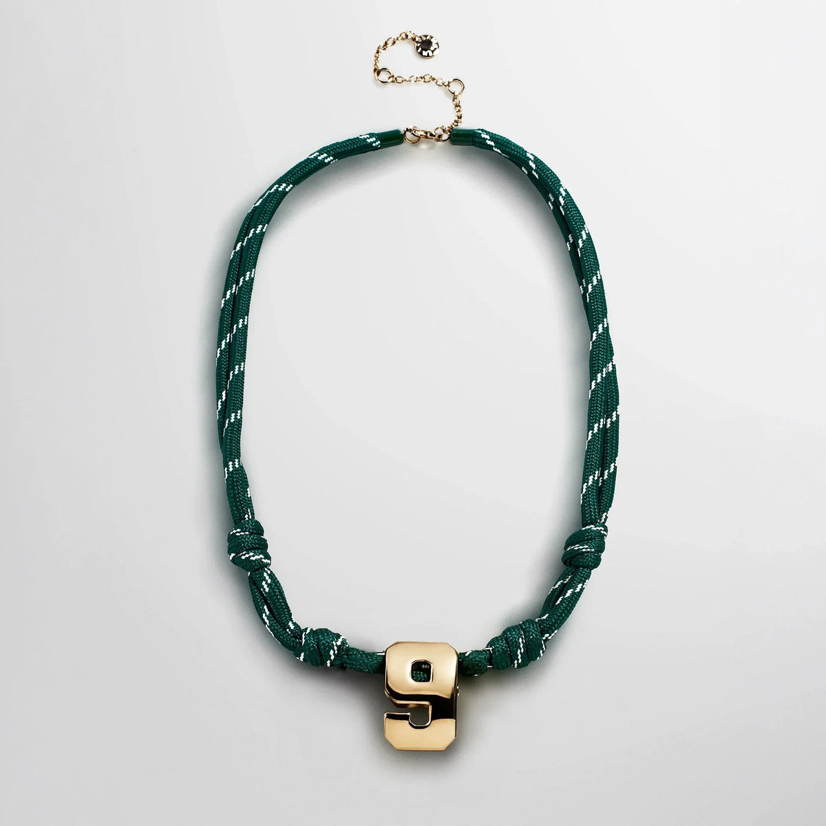 Knotty Varsity Custom Necklace - Dark Green Single Digit