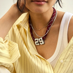 Knotty Varsity Custom Necklace - Maroon Single Digit