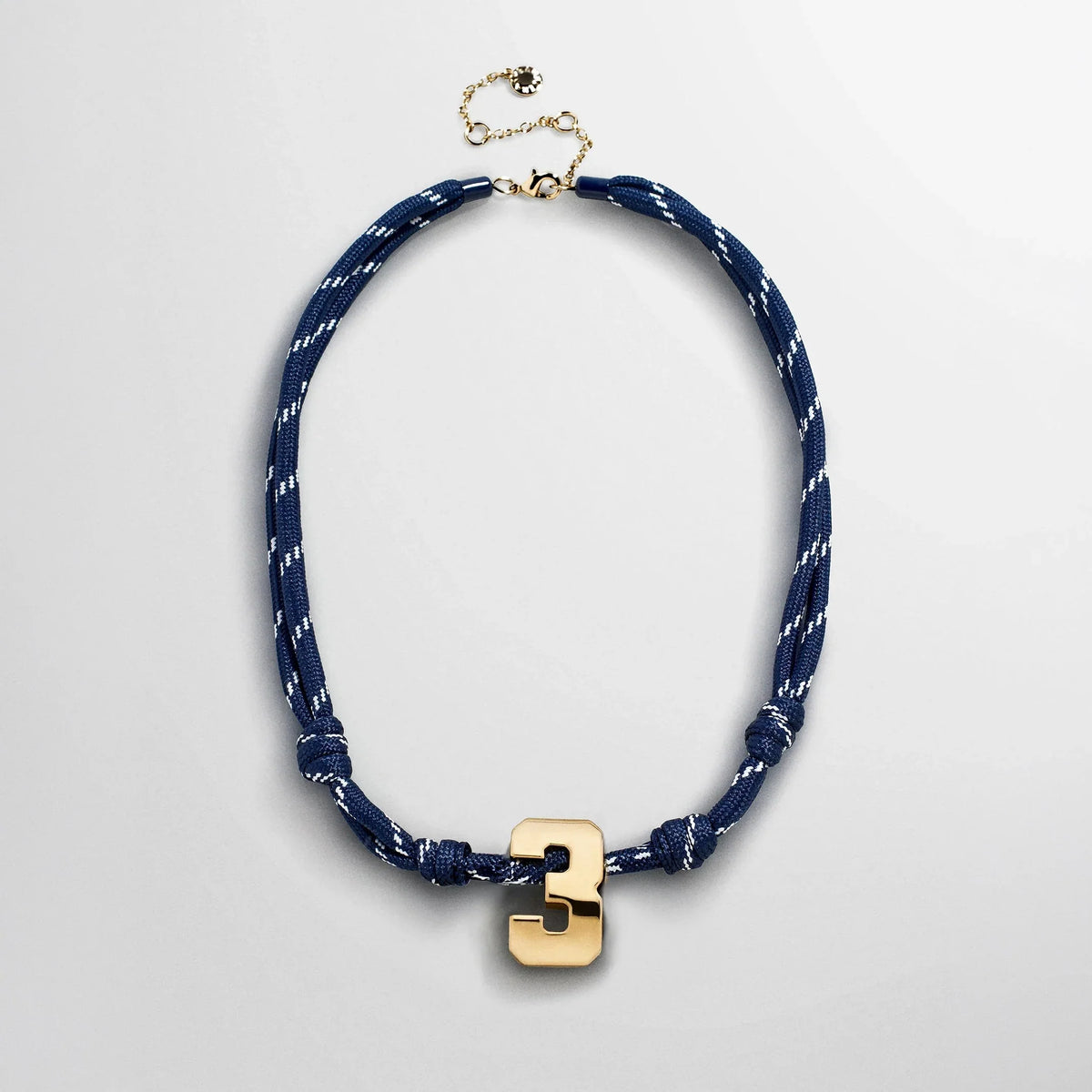 Knotty Varsity Custom Necklace - Navy Single Digit