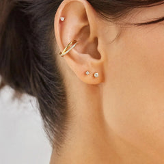 Mercedes 14K Gold Ear Cuff - Gold/Pavé